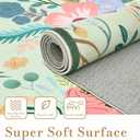 8x10 Machine Washable Area Rugs, Floral Area Rugs Faux Wool Boho with Non Slip Backing, Low Pile Flower Rug Carpet for Girls Bedroom Nursery Living Room Dining Room, Green Rug