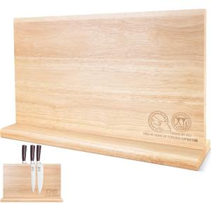 XYJ Magnetic Knife Block, Dual-Sided Magnets, Stable Countertop Knife Holder, Natrual Wood, Knives Organizer Tool, Kitchen Cutlery Display Stand without Knives
