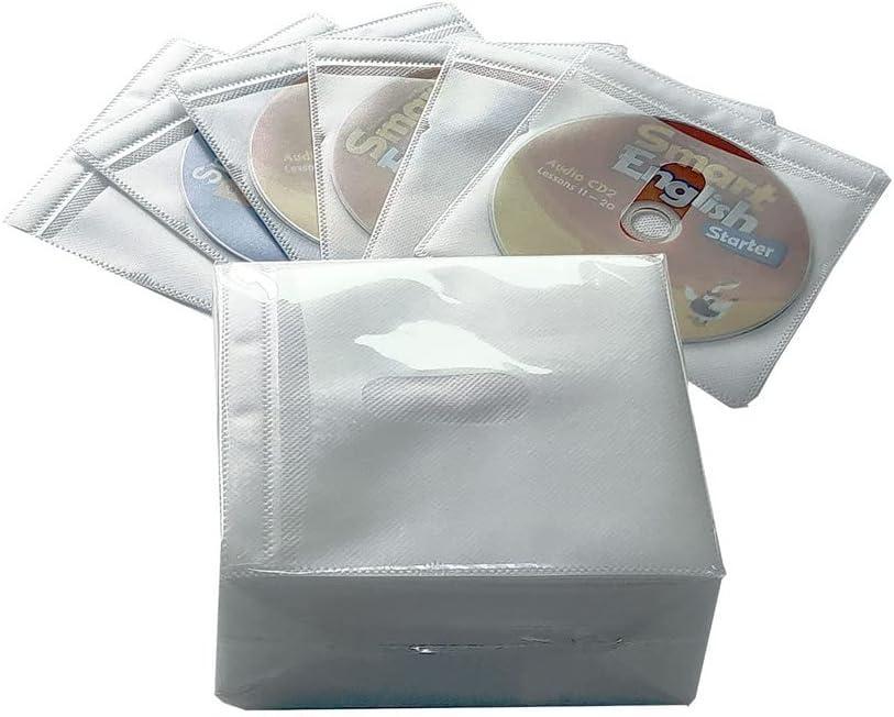 100PCS CD Storage Cases, Standard Two-Sided Clear CD Sleeve case with Drop-Proof Closure
