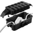 Flemoon Outdoor Electrical Box Waterproof with Detachable Shield Covers, IP55 Waterproof Extension Cord Cover for Plug, Outlet, Halloween, Christmas String Lights, Weatherproof Connection Box, Black