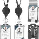 BESARME 2 Set Retractable Badge Holders Heavy Duty Carabiner Badge Reel Retractable Keychain with Tactical ID Card Badge Holders