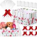 Skyygemm 6 Pcs 9.8 x 6.5Inch Mother's Day Basket for Gifts Empty with Cellophane Basket Bags and Ribbons Bows to Fill Sturdy Empty Gift Baskets with Flower Patterns for Mother's Day(Tulip)