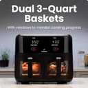 CHEFMAN 6 Quart Dual Basket Air Fryer Oven with Easy View Windows, Sync Finish, Hi-Fry, Auto Shutoff, 2 Independent 3Qt Nonstick Dishwasher Safe Frying Baskets, Digital Double Air Fryer - Black