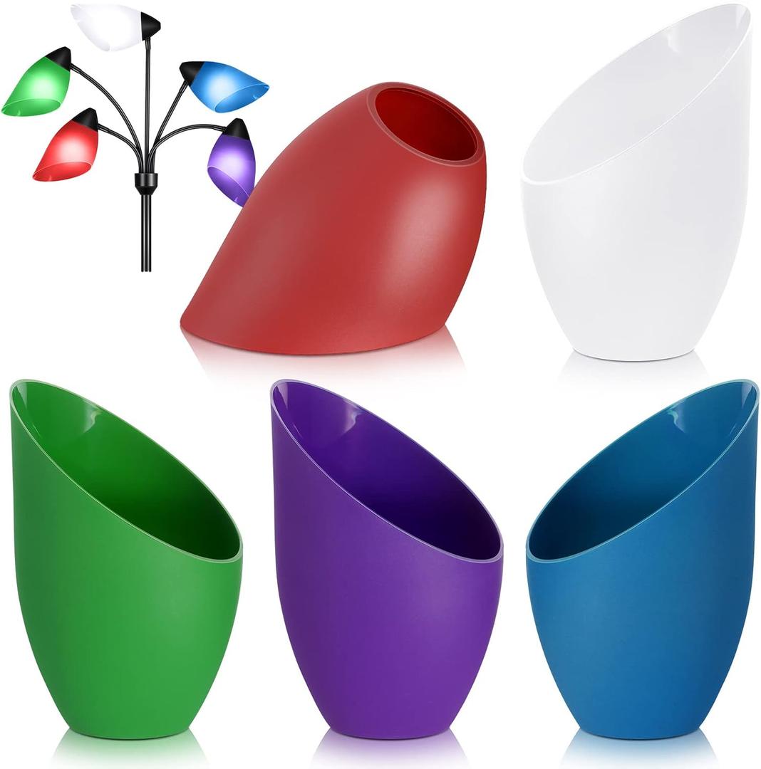 Tuanse 5 Colored Plastic Floor Lampshade 1.65 Inch Floor Lamp Shade Replacement Interchangeable Horseshoe Cover Shade for LED(Dark Colors)