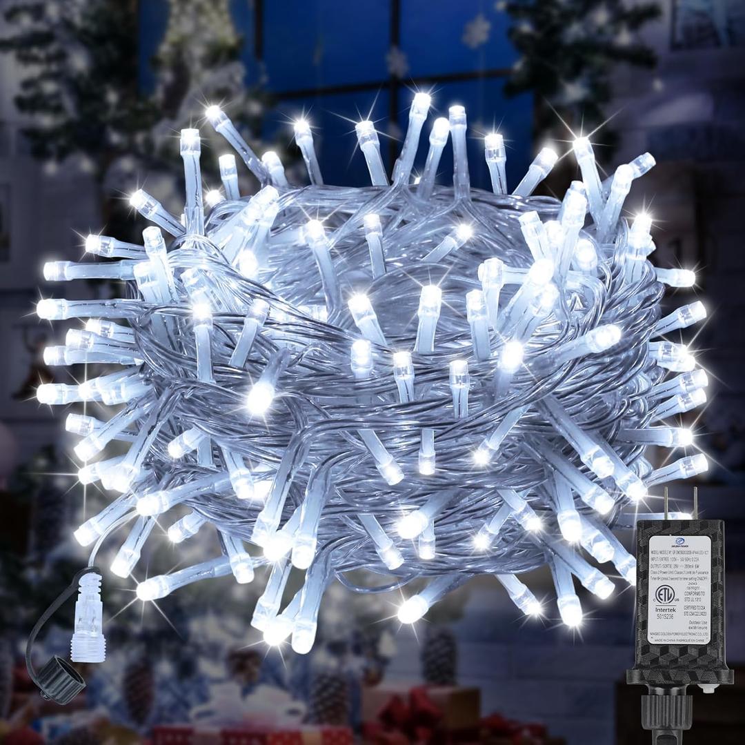 100FT 300 LED Christmas Lights Plug in,Cool White Waterproof Fairy Lights with Timer/8 Modes, Christmas Tree Lights Lighting Outdoor Indoor Garden Party Wedding Christmas Tree Decoration