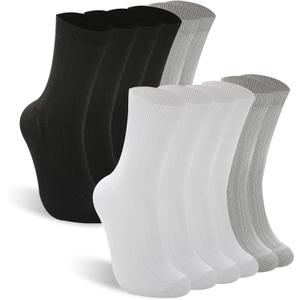 BAMBOO COOL Men's Crew Socks Bamboo Viscose Breathable Rib Dress Socks For Men, Casual Lightweight Comfort 6 Pack (M)