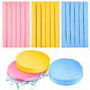 Loyim 120 Pieces Compressed Facial Sponge for Estheticians Face Makeup Removal Cleansing Sponge Pad Exfoliating Spa Wash Round Facial Cleansing Pads Supplies(Pink, Yellow, Blue)