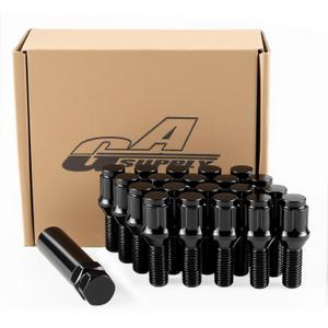 GAsupply M12x1.5 Lug Bolts 28mm Shank Fit for BMW BMW 3 7 Series M5 M6 Z3 Z4 Z8, Black 12x1.5 Spline Lug Bolt Stock Stud Cone Seat, 20pcs +1pcs 3/4" & 13/16" Hex Socket Key