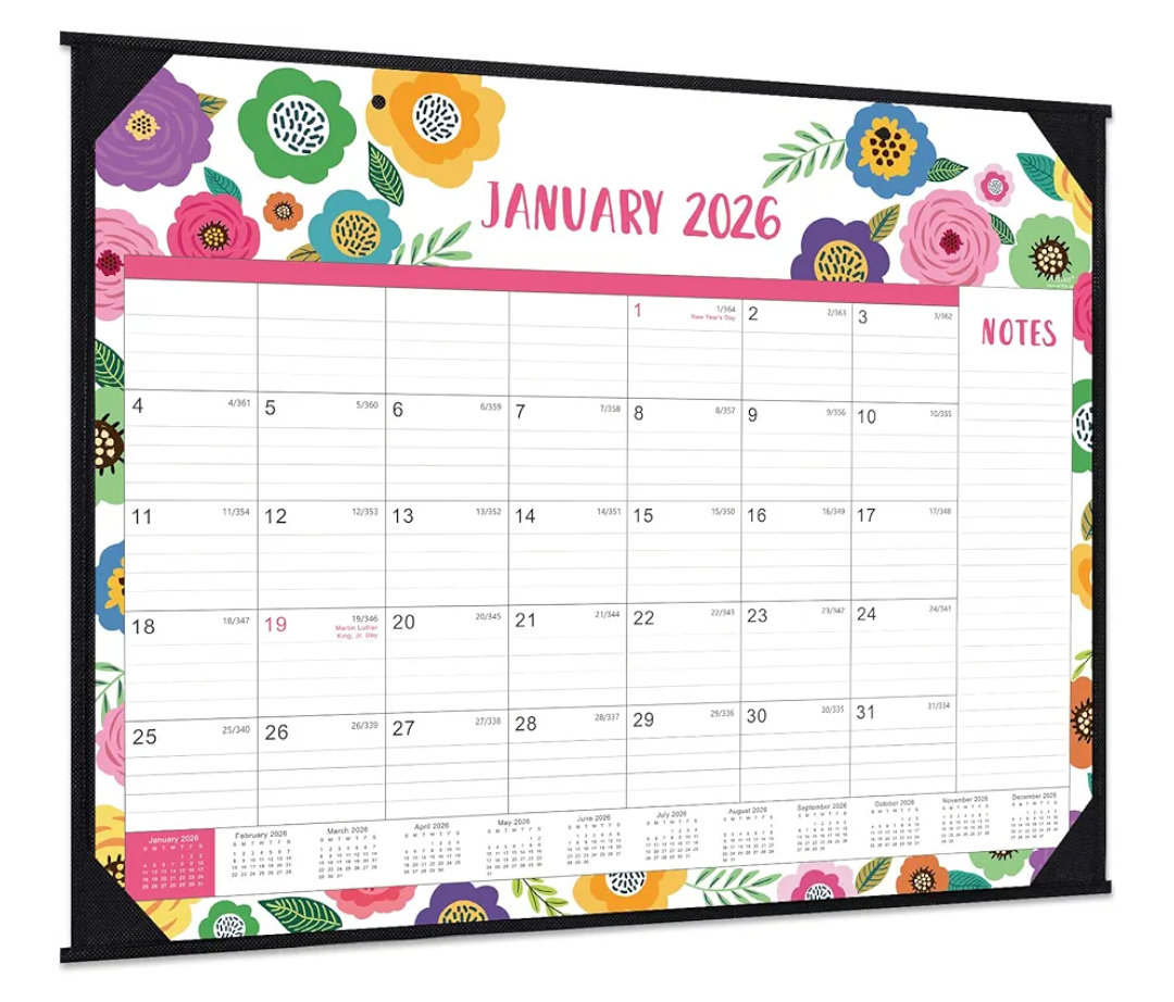 2026 Desk Calendar - Large Desk Calendar 2026, Jan. 2026 - Dec. 2026, 22" x 17", 2026 Calendar 12 Month with Corner Protectors, Desk Pad, To-Do List & Notes, Desk/Wall Calendar for Organizing - Colorful Floral