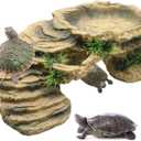 PINVNBY Turtle Basking Platform,Tortoise Resin Dock Resting Rock Reptile Habitat Ornament Hiding Cave Floating Ledge Aquarium Decoration for Bearded Dragons,Lizard,Newts,Frogs