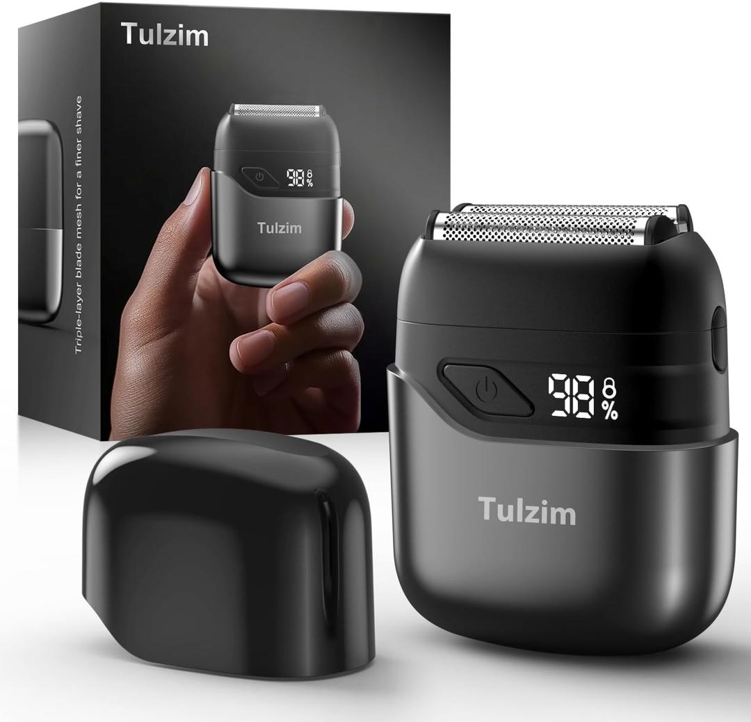 Electric Foil Shaver for Men: Portable Electric Razor for Beard/Face - 3 Floating Blade LED Display USB-C Fast Rechargeable - IPX7 Waterproof