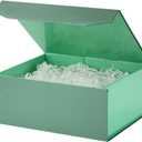 6 Pcs Green Gift Box Large 13x11x5.3 Inch Large Black Gift Box Large Magnetic Gift Box with Crinkle Paper Green Large Gift Box with Shredded Paper Luxury Gift Boxes with Lids for Presents