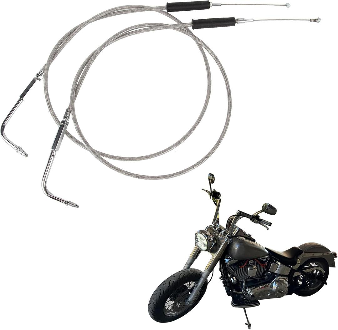 PSLER 42 Inch Throttle Cable and Idle Cable Set Motorcycle Throttle Idle Cable Kit Compatible with FXST FLST FXD FLT XL 1996-Later Replace for 56579-02A