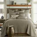 Levtex Home Mills Waffle King/Cal King Quilt Set (106x92in) with 2 Pillow Shams (36x20in) - Taupe - Cotton Waffle King Size Quilt Bedding Set - Lightweight, Soft, Pre-Washed