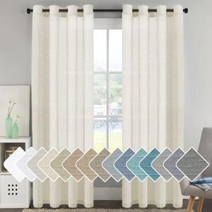 H.VERSAILTEX Elegant Natural Linen Curtain Panels Energy Efficient Semi - Sheers Linen Curtains/Nickel Grommet Window Treatments Panels/Drapes (Set of 2, 52 by 96 Inch, Ivory) (52"W x 96"L (Pack of 2))