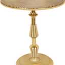 Modern Round Gold End Table - 15" Width x 21" Height Metal Side Table for Living Room, Bedroom & Small Spaces - Luxury Gold Finish Accent Table