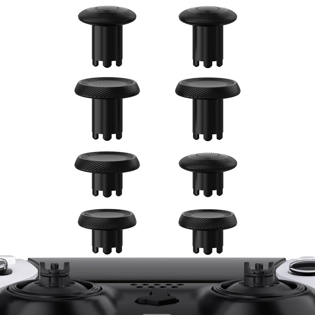 eXtremeRate ThumbsGear Interchangeable Thumbsticks for PS5 Edge Controller, Replacement Black Analog Thumb Sticks Caps for PS5 Edge Controller - 4 Heights 3 Surfaces Grips - Without Thumbstick Base