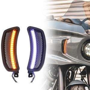 Waterproof Motorcycle Side Fairings Headlight LED Turn Signal Light Trim Lamp For Harley Low Rider ST FXLRST 2022-2025 2023,Low Rider El Diablo FXRST 2022, Black color