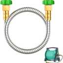 Short Metal Garden Hose 3 ft with Female to Female Connector， Stainless Steel Small Leader Hose for Hose Reel, Long, Flexible, Lightweight & Heavy Duty Water Pipe, Outdoor Water Hose Extension Adapter