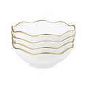 Fanquare 16oz Vintage White Pasta Bowls Set of 4, Porcelain Salad Bowl, 7" Kitchen Serving Bowl With Gold Trim for Cereal