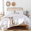 ROSGONIA White Queen Comforter Set, 3pcs(1 Boho White Comforter & 2 Pillowcases) All Season Soft Bedding Lightweight Bedspread Blanket Quilt