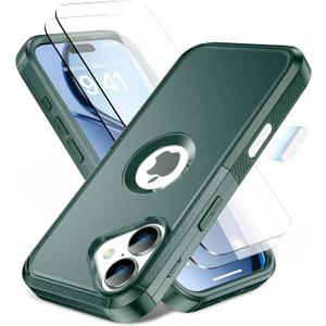 Magnetic for iPhone 17 Case, Compatible with Magsafe,2X Screen Protector,Military-Grade Protection, Drop-Proof Phone Cover for iPhone 17 6.3 inchs, Green-Hollow