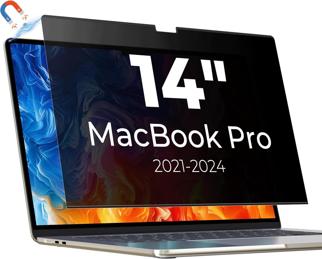 Panclincy Magnetic Privacy Screen Protector Compatible with MacBook Pro 14 Inch (2021-2025, M1, M2, M3, M4, M5), Removable Matte Anti Blue Light & Glare Protector Private Security Filter for 14.2 inch Mac Laptop Shield