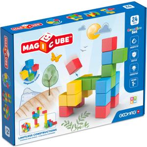 Geomag Magicube Magnetic Blocks for Toddlers Ages 15 | Swiss-Made STEM Building Toy Sets | Multiple (MAGICUBE_24PCS_Montessori)