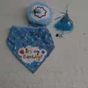 EXPAWLORER Dog Birthday Bandana Set - Cute Hat and Squeaky Cake Toy for Birthday Party Supplies Gift - Great for Small Medium Large Dogs Blue