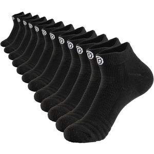 6/12 Pack Socks for Men, Men's Ankle Socks Low Cut Socks for Sport Running, Moisture Wicking Cushioned Mens Socks (Black)