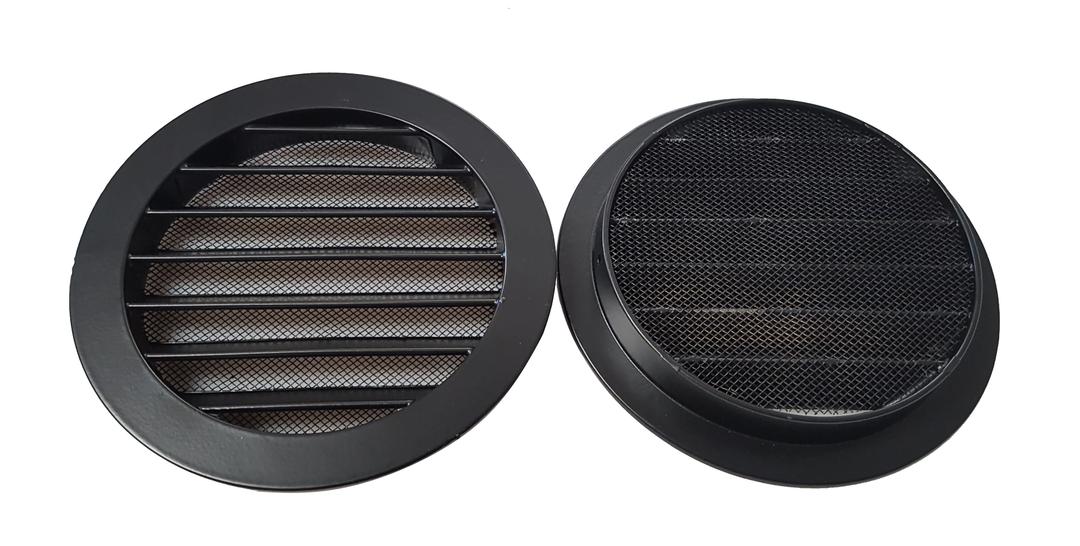 Hon&Guan 4 Inch Soffit Exhaust Vent, Aluminum Soffit Vents 4 inch Dryer Vent Cover Round with Built-in Fly Screen Mesh for Bathroom Kitchen Bedroom Office. (Black)