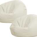 Sliner 2 Pcs Stuffed Animal Storage Bean Bag Chair Cover for Kids Adults (no Filler) Large Stuffable Zipper Beanbag Cover for Organizing Plush Toys or Memory Foam(Beige, Small)