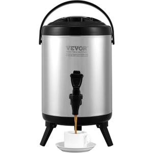 VEVOR Insulated Drink Dispenser, 1.5 Gal 6L, Stainless Steel, Thermal Beverage Server with Spigot, Suitable for Hot/Cold Drinks, Ideal for Tea, Coffee, Water in Cafes & Restaurants