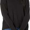 Daily Ritual Women's 100% Cotton Boxy Crewneck Pullover Sweater, Black, Large