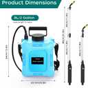 Battery Powered Sprayer 2 Gallon Garden Sprayer, Advance Electric Sprayer with 2 Adjustable Speed, 6 Mist Nozzles, USB Rechargeable with for Yard Lawn Garden (Sprayer-2 Gallon)