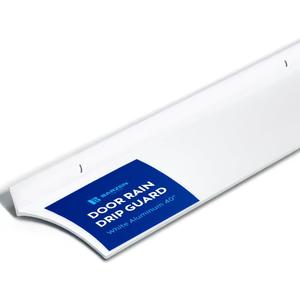 Barzen Exterior Door Rain Drip Guard - Over Door Drip Cap Rain Deflector for Windows and Doors - 2.5 Inches Wide, 40 Inches Long, Universal Fit - Aluminum White Finish