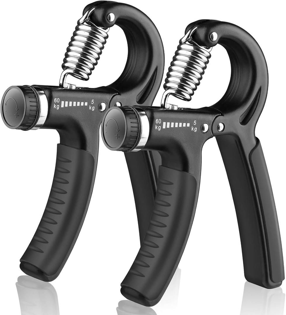 AIXPI Grip Strength Trainer, Hand Grip Exerciser Strengthener with Adjustable Resistance 11-132 Lbs (5-60kg), Forearm Strengthener, Hand Exerciser for Muscle Building and Injury Recover (Black-2 pack)