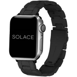 Solace Bands Lightweight Perma Watch Band - Universal Fit for Apple Watch Bands for Women and Men, iWatch Bands for 38mm 40mm 41mm 42mm 44mm 45mm 49mm Ultra, SE and Series Series 10 9 8 7 6 5 4 3 2 1 (Matte Solid) (Black/Black Hardware)