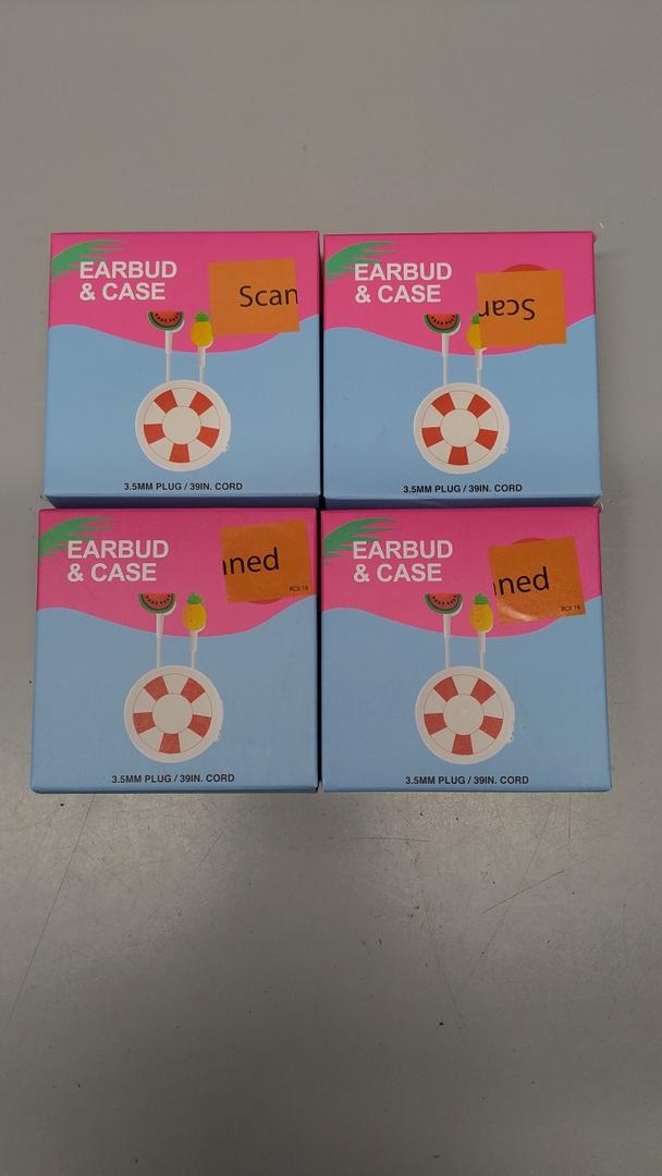 Wired Earbuds W/Case Pack Of 4