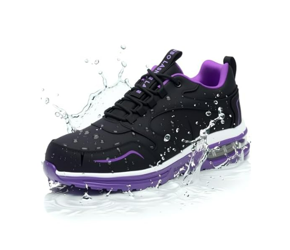 LANSNBO Waterproof Steel Toe Shoes For Women Non Slip Puncture Proof Safety Work Sneakers Comfortable Lightweight Fashion Footwear For Industrial Construction And Food Service, Size 11