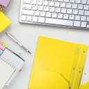 Better Office Products Yellow Plastic 2 Pocket Folders with Prongs, Heavyweight, Letter Size Poly Folders, 24 Pack, with 3 Metal Prongs Fastener Clips, Yellow