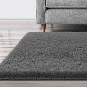 H.VERSAILTEX Super Soft Faux Fur Rug - 2x3 Feet Kids & Nursery, Bedroom & Living Room Carpet, High Pile Shag Plush Throw Rug for Dorm & Teen Room Decor, Grey