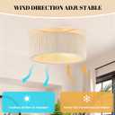 Boho Ceiling Fan with Light and Remote, Rattan Fandelier Ceiling Fan with Light Flush Mount Woven Farmhouse Caged Enclosed 6 Speeds Ceiling Fans for Bedroom Living Room Kitchen (White)