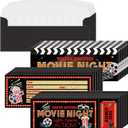 Woanger 50 Pieces Movie Party Invitations with Envelopes Movies Night Invitations 25 Film Tickets 25 Envelopes for Birthday Baby Shower Film Night Red Carpet Party(Movie)
