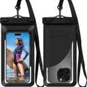 Waterproof Phone Pouch, with Interior Card Pocket, Large Waterproof Phone Case for iPhone 17 16 15 14 Pro Max, IPX8 Lightweight Cellphone Dry Bag, Beach Cruise Ship Essentials, Pack of 1 -Black-8.3