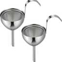2 Sets Stainless Steel Funnel with Strainer 3 Inch Mouth Diameter Wine Filter Strainer for Filling Bottles, Oils, Juice, Wine, Coffee, Milk