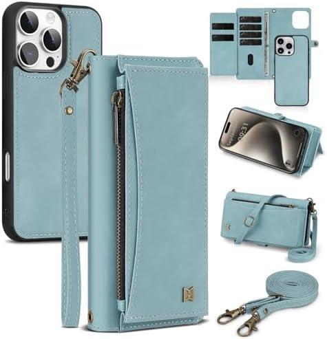 BLISLIAR Wallet Case for iPhone 15 Pro Max with Card Holder/Crossbody Wallet/Strap,[RFID Blocking][Magnetic] PU Leather Shockproof Protective Cover iPhone 15 Pro Max Phone Case,6.7 in,Blue