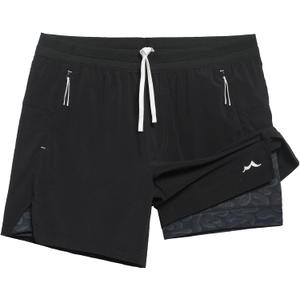 maamgic Mens 2 in 1 Running Shorts 5" Gym Workout Shorts with Zipper Pockets (X-Large, Black Print)