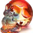 Crystal Skull Head Statues Clear Skull Figurines K9 Glass Skull Gemstone Halloween Decor Gifts for Women Plating Blue Red 2.8"