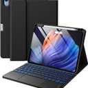 Compatible with iPad Air 11 Inch & Air 5th/ Air 4th Generation Case with Keyboard - Multi-Touch Trackpad, 7-Color Backlit, Detachable Folio Cover for Air 11-inch M3/M2 (2025/2024) (Black)